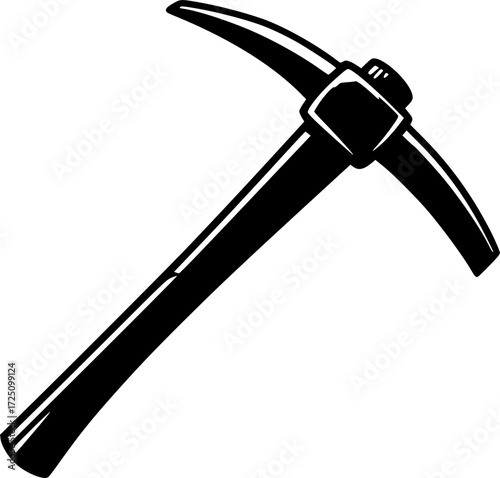A black and white vector illustration of a pickaxe