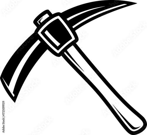 A black and white vector illustration of a pickaxe