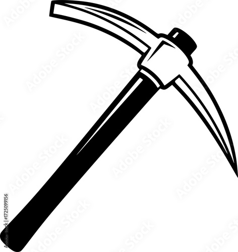A black and white vector illustration of a pickaxe