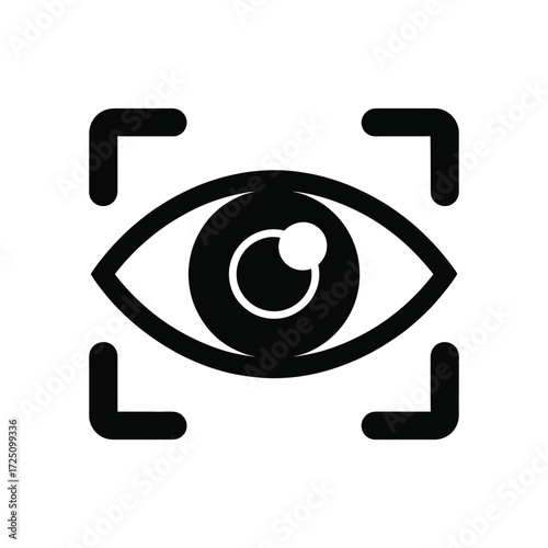 Eye Scan Icon Vector, Biometric Authentication, Security System, White Background, Illustration