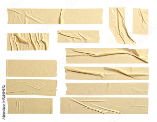 Wallpaper Mural Beige adhesive tape pieces, various shapes and sizes, arranged in a grid pattern Torontodigital.ca
