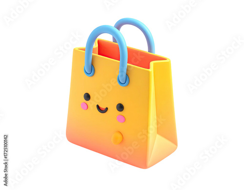 Wallpaper Mural A cartoonish, 3D shopping bag with a happy face and gradient color Torontodigital.ca
