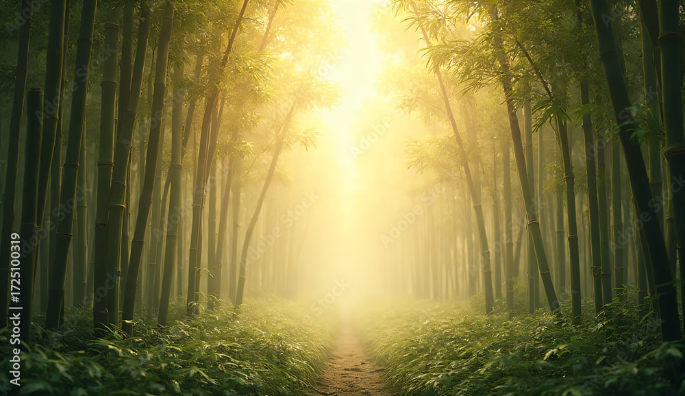 Fototapeta premium Sunlit Bamboo Forest