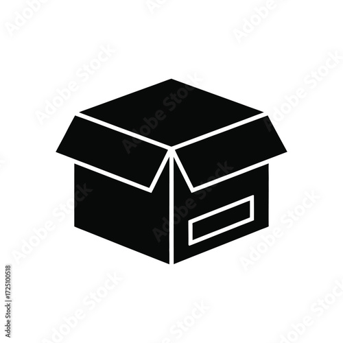 Icon of Open Cardboard Box, Unpacked Packaging on White Background