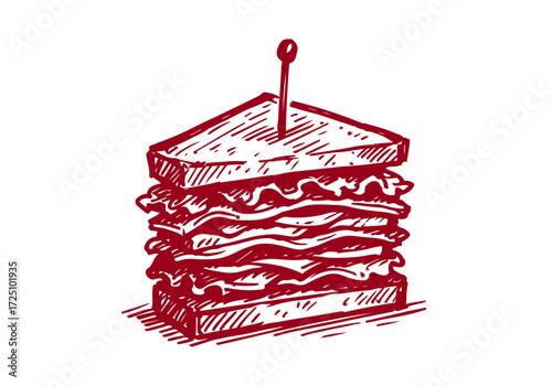 Sandwich hand drawn sketch vector illustration