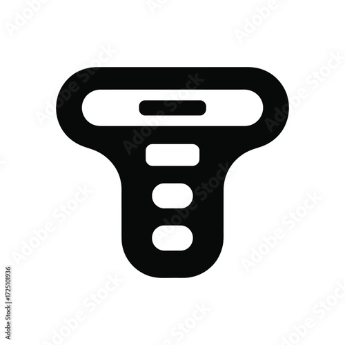 Modern Black Shaver Icon with Rounded Rectangles on White Background, Design