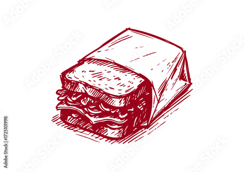 Sandwich hand drawn sketch vector illustration