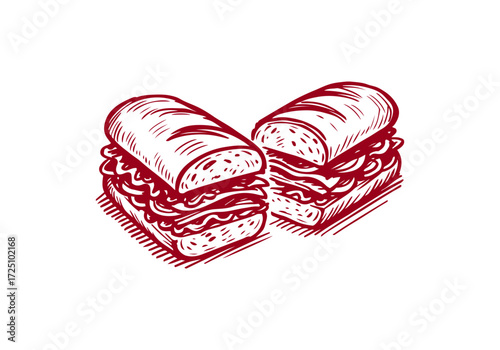 Sandwich hand drawn sketch vector illustration