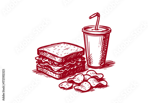 Sandwich hand drawn sketch vector illustration