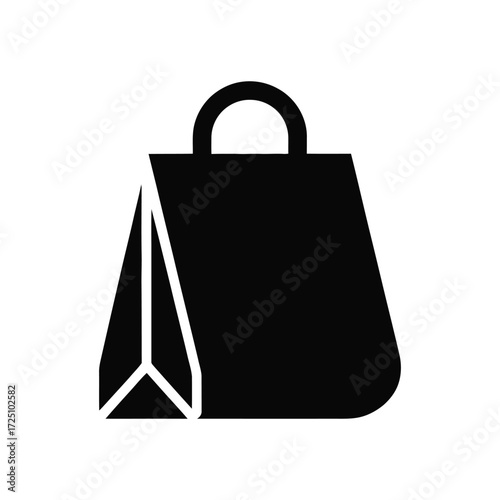 Shopping Bag Icon on White Background Depicting Store Purchase