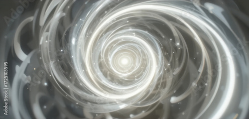 An ethereal, white, spiraling light effect, centered and expanding outwards in a graceful, elliptical whirl.