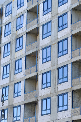 Wallpaper Mural Building facade featuring new blue windows and balconies Torontodigital.ca