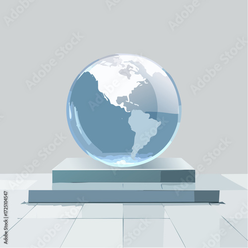 A Glass Globe on a Platform Representing Earth and Global Concepts