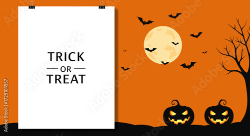 halloween background with pumpkin and bats