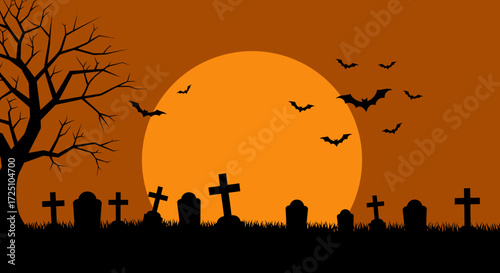halloween background with cemetery