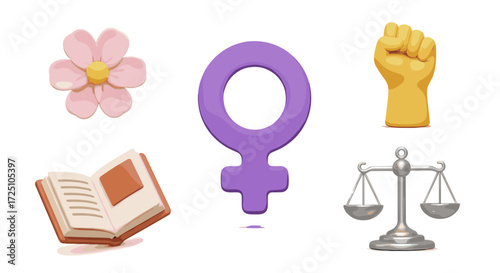 Feminist icons representing womens rights and gender equality movement