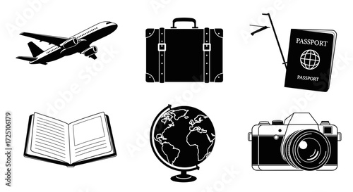 Travel icon set for vacation concept