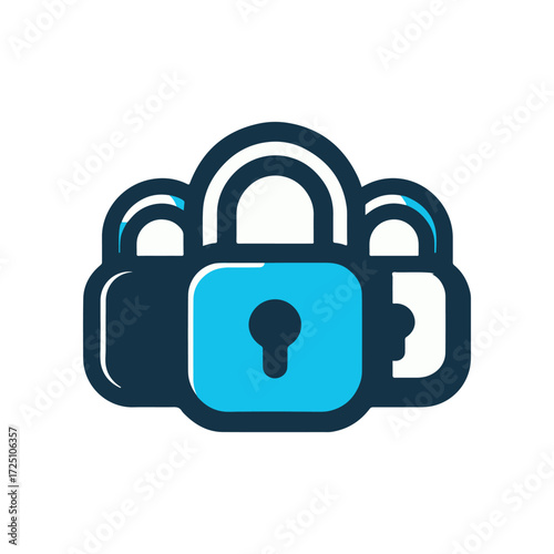 A collection of stylized blue padlocks symbolizing security and protection in a digital context
