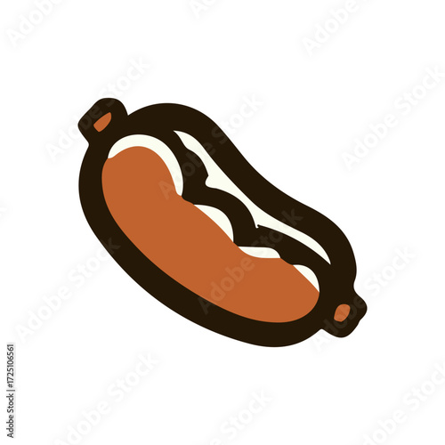 A delicious hot dog with creamy toppings served on a vibrant background, perfect for food lovers