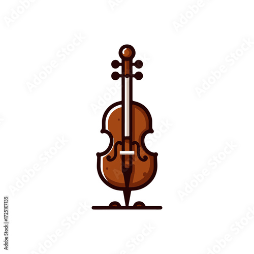A beautifully illustrated violin standing upright against a plain background, showcasing its craftsmanship