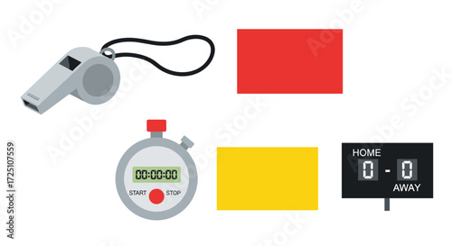 Soccer referee equipment in flat style