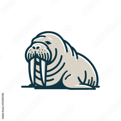 A serene walrus resting on a rocky shore, with gentle waves lapping in the background