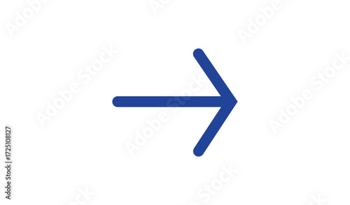 Simple blue arrow pointing to the right on a white background