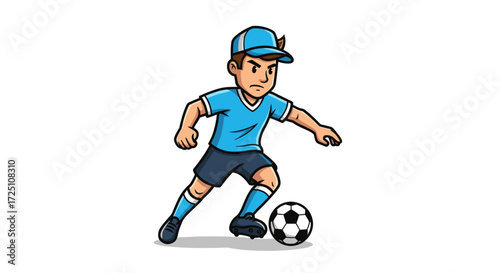 Soccer player dribbling the ball