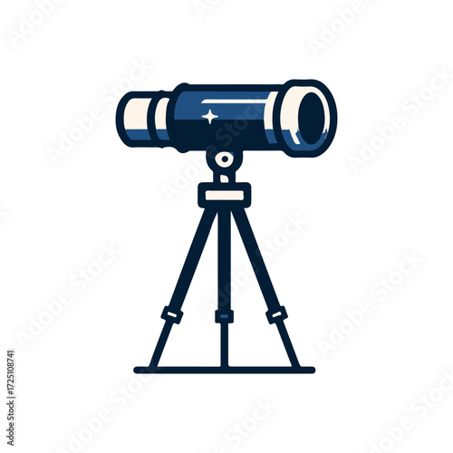 A telescope on a sturdy tripod, positioned for stargazing under a clear night sky, with distant stars twinkling in the background
