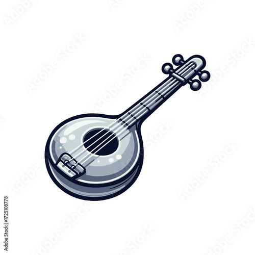 A detailed illustration of a banjo showcasing its unique design, perfect for music-related content