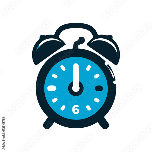 A vibrant blue alarm clock displaying 6 o'clock, symbolizing time management and punctuality