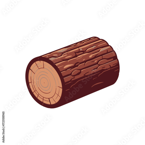 A detailed illustration of a wooden log showcasing its texture and rings, ideal for nature themes