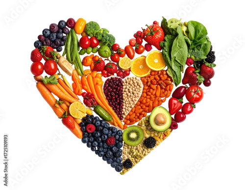 Wallpaper Mural Colorful heart-shaped arrangement of fruits and vegetables Torontodigital.ca