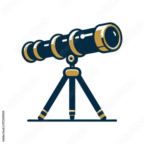 A vintage-style telescope on a sturdy tripod, set against a clear sky, ideal for stargazing