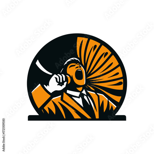 A vintage-styled illustration of a man in a suit passionately singing into a microphone, with a vibrant background