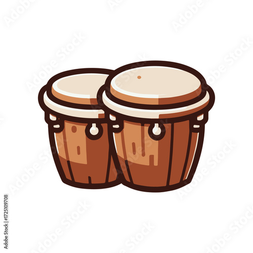 A vibrant illustration of two conga drums, showcasing their wooden texture and round tops, perfect for music-themed designs