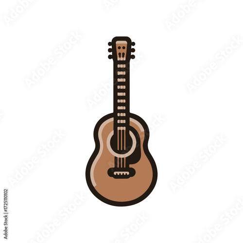 Acoustic guitar illustration on a plain background, showcasing its design and craftsmanship