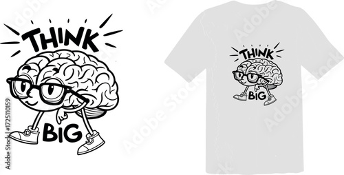 Think Big Brain with Glasses T-shirt Graphic