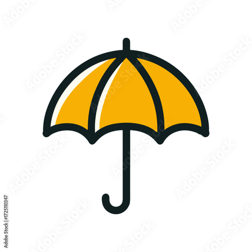 Bright yellow umbrella against a plain background, symbolizing protection from rain or sun (1)