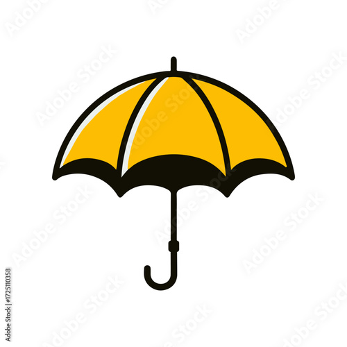 Bright yellow umbrella against a plain background, symbolizing protection from rain or sun