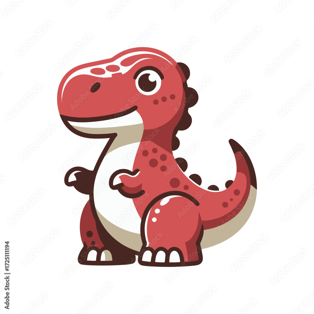 Fototapeta premium Cartoon dinosaur character with a friendly expression, standing on a white background, ideal for children's media
