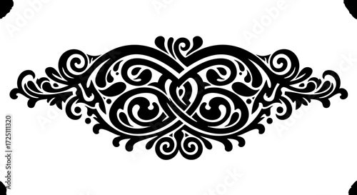 Obraz na plátně Elegant black ornate flourish design element for luxurious branding and sophisticated decorative accents, adding timeless beauty to any creative project