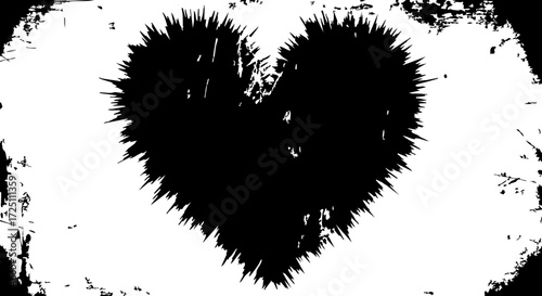 Fotografía Bold black heart silhouette with jagged edges creates a powerful symbol of love, passion, or strong emotion, perfect for edgy designs