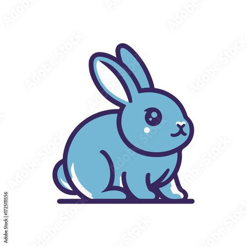 Cute blue rabbit illustration sitting calmly with a simple background, perfect for children's themes