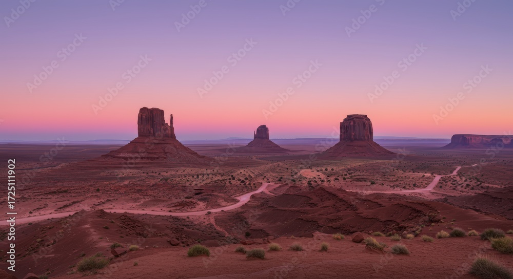 Naklejka premium Desert landscape at sunset