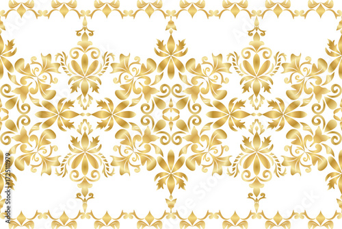 Elegant Royal Golden Baroque Seamless Pattern, Ornamental Vintage Decorative Design