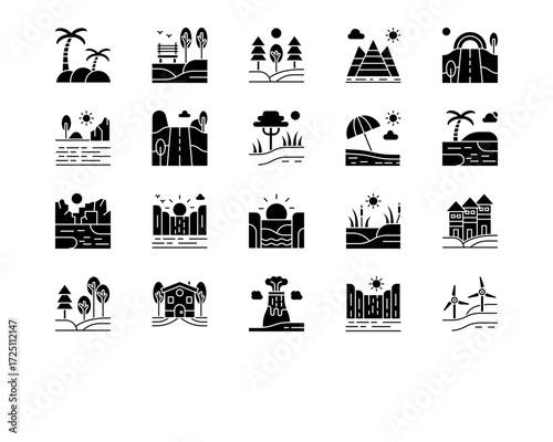 Landscapes Line Vector Icons