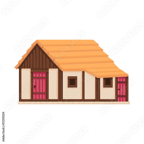 Ancient Wooden House Illustration Medieval Cottage Design