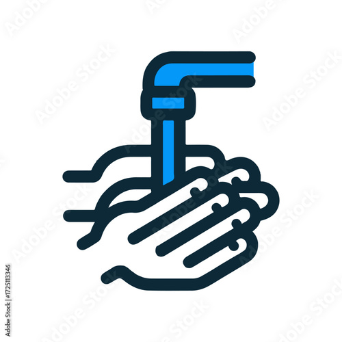 Hands washing under a faucet with flowing water, promoting hygiene and cleanliness