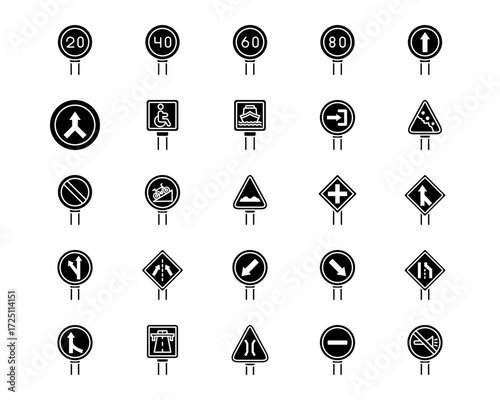 Road Signs Line Vector Icons